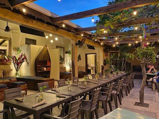 Boukanye restaurant terrace under string lights